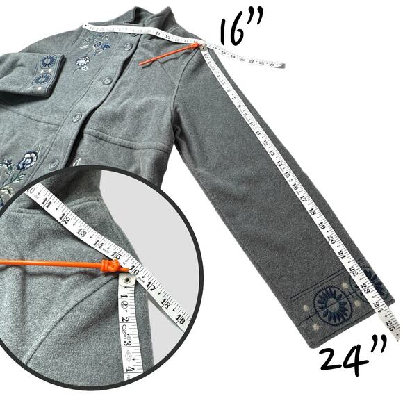 VTG Coldwater Creek Jacket Women M Floral Embroidered Fleece Cottage Soft Grunge - Picture 7 of 12